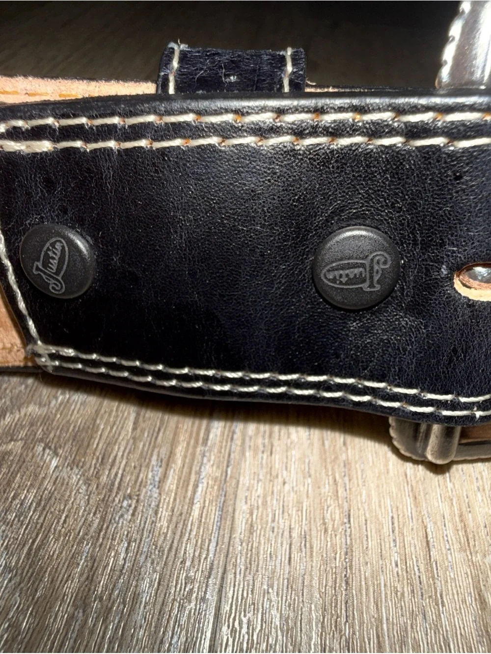Black Justin Ranch Star Cowboy Western Belt For Men, Size 38 NEW